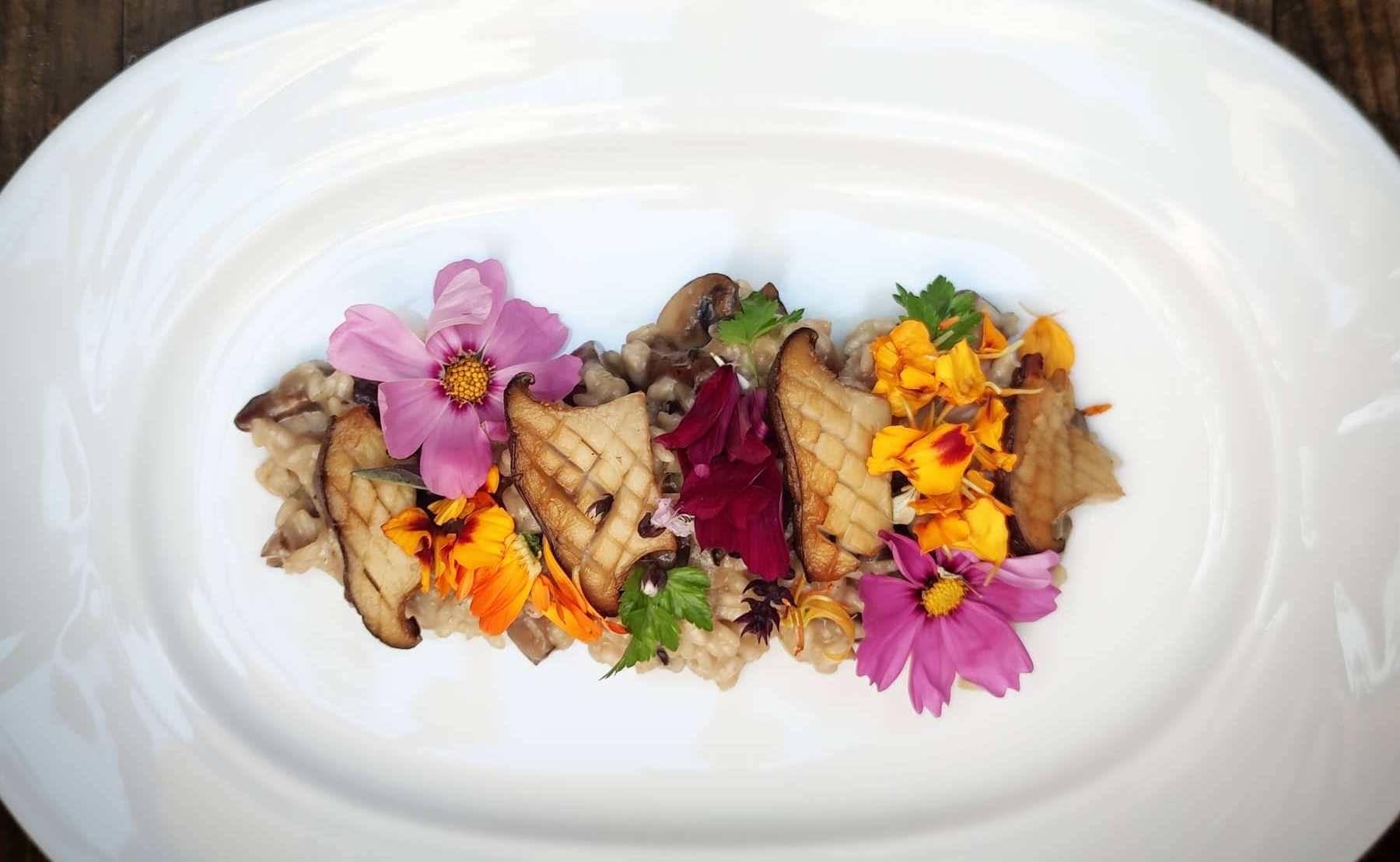 Risotto de setas con nueces de macadamia y primavera (recetario saludable)