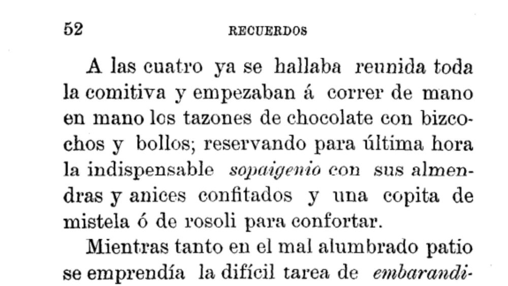 Mención a la sopaingenio en "Recuerdos de un noventón", de Domingo José Navarro (1875)
