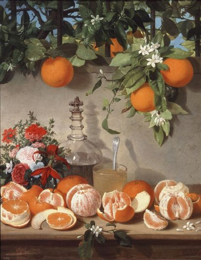Bodegón de naranjas, de Rafael Romero Barros (cuadro completo) / Museo de Bellas Artes de Córdoba