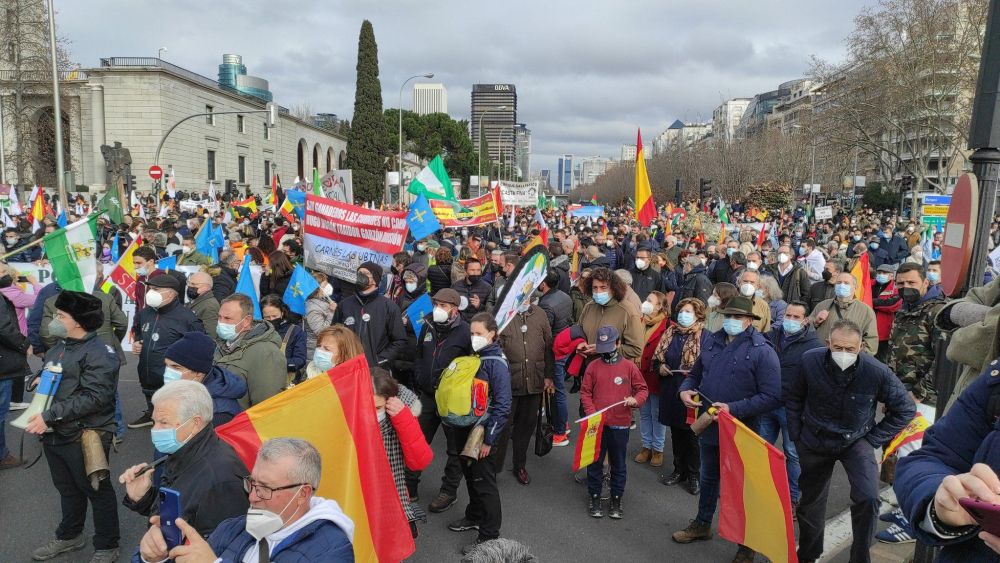 Miles de manifestantes del sector agroalimentario protestando en Madrid / EFE