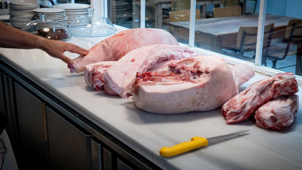 Preparación de la carne para la fabricación del los embutidos / LUIS MIGUEL AÑÓN (HULE Y MANTEL)