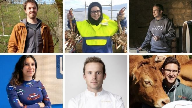 Seis de los jóvenes seleccionados por el Basque Culinary Center / Foto: BBC + Hule / Collage propio