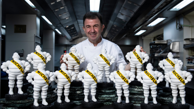 Martín Berasategui con sus estrellas Michelin / Foto: Martín Berasategui