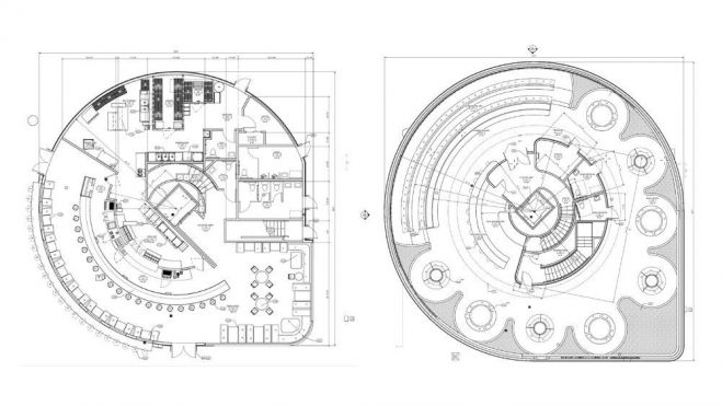 Los planos presentados de las dos plantas del futuro restaurante de Elon Musk / Fotos: @MarcoRPTesla 
