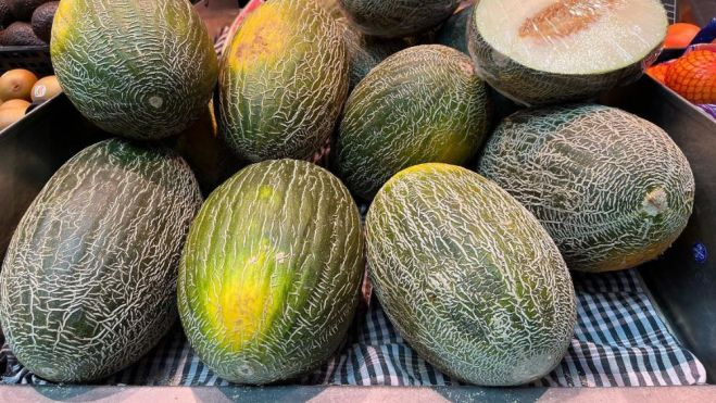 Los melones de los Pinyol, en el mercado / Foto: La Masía