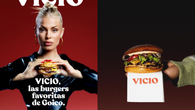 Campaña con Jessica Goicoechea y hamburguesa de Vicio / Foto: Vicio
