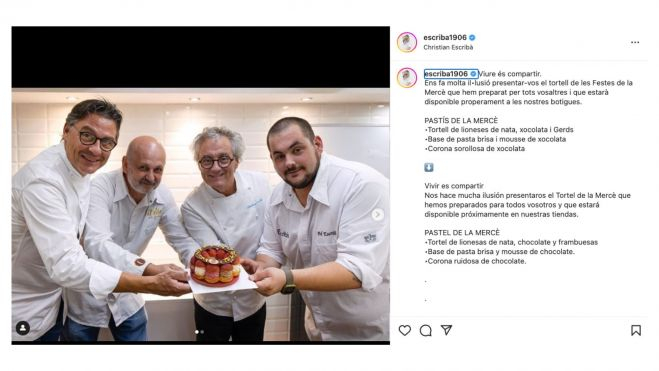 Ortuño, Escribà y Balaguer con su pastel alternativo de la Mercè