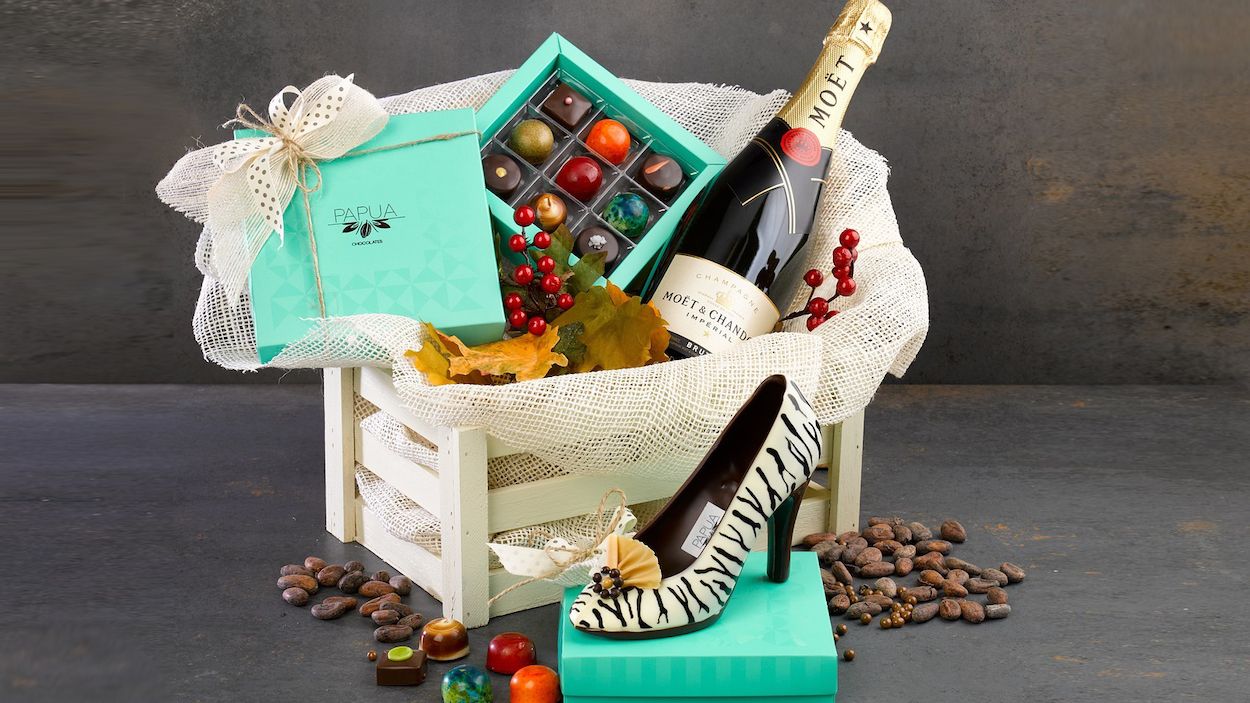 Cesta de chocolates para Navidad