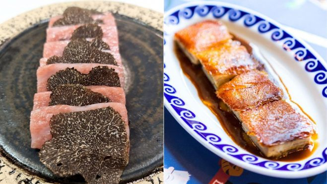 Toro (ventresca) con trufa de RíasKRU y los tacos de cochinillo de La Cañota / Fotos: Instagram