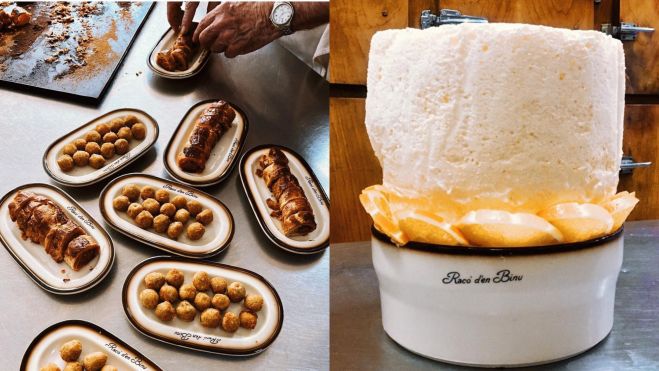 Las aceitunas rebozadas, el hojaldre y el soufflé de El Racó d'en Binu / Foto: Instagram