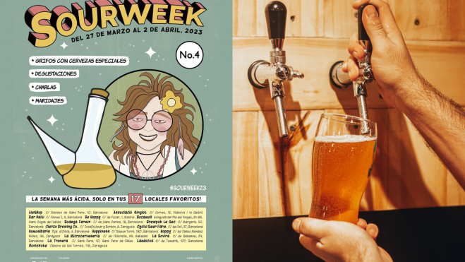 Cartel de la Sourweek y tirador de cerveza artesana / Foto: Instagram y Canva