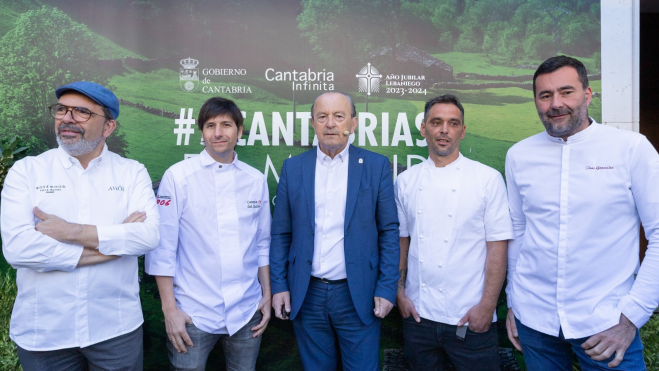 Algunos de los chefs con estrella Michelin de Cantabria que participan en el evento #5CantabriasenMadrid / Foto cedida