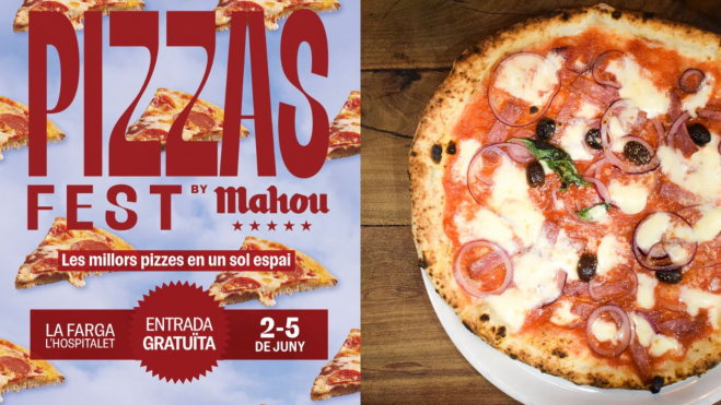 Cartel del Pizzas Fest y pizza de Madrelievito / Foto: cedida e Instagram