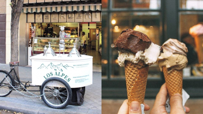 Entrada de la heladería Los Alpes y sus cucuruchos de helado / Foto: Instagram