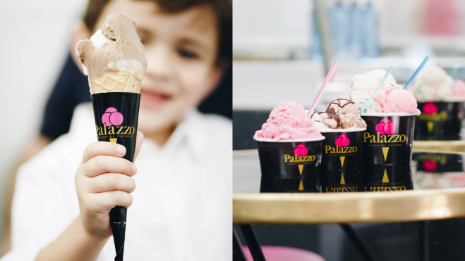 Helado de chocolate y tarrinas de la heladería Palazzo / Foto: Instagram