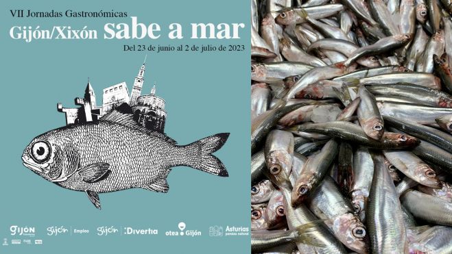 Cartel de las jornadas 'Gijón sabe a mar' y pescado fresco / Foto: Instagram y Canva