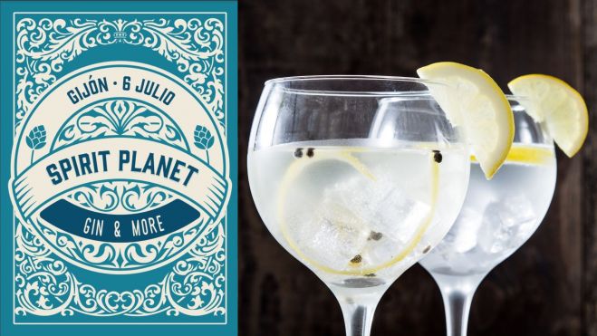Cartel de Spirit Planet y copas de gin-tonic / Foto: cedida e Instagram