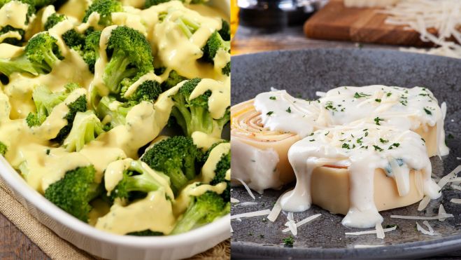 Brócolis con bechamel y pasta cubierta de crema de queso / Foto: Canva