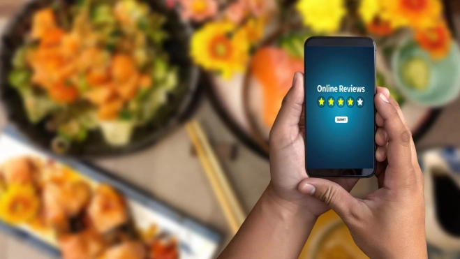 Hombre valorando su comida a través de un smartphone / Foto: Canva Hombre valorando su comida a través de un smartphone / Foto: Canva
