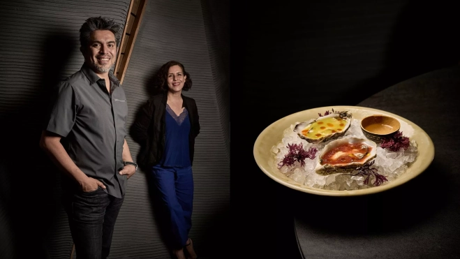 Roberto Ruiz, María Fernández y su duo de ostras / Foto cedida
