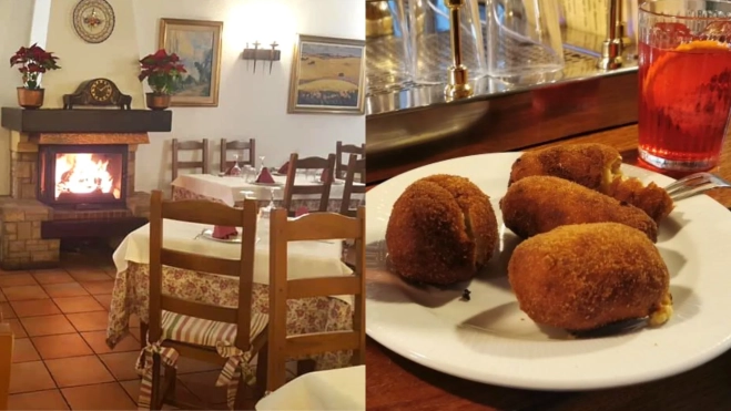 Sala y las croquetas XXL del restaurante La Chimenea / Foto: TripAdvisor