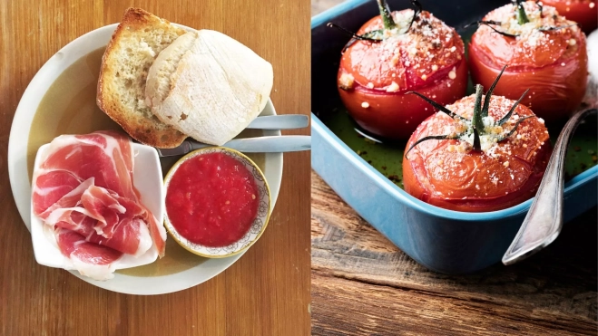 Salsa de tomate para untar en pan con jamón serrano y tomates asados / Foto: Canva