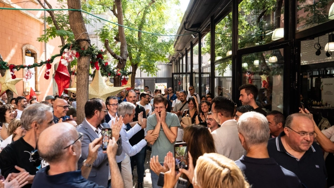 Gil Prat en el momento en que es anunciado ganador del mejor croissant 2023 / SIMÓN SÁNCHEZ Gil Prat en el momento en que es anunciado ganador del mejor croissant 2023 / SIMÓN SÁNCHEZ