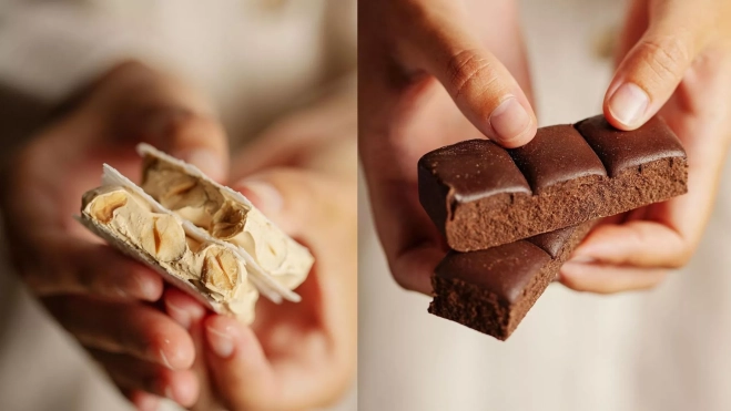 Porciones del turrón de Agramunt y Chocolate de Piedra / Foto: Instagram