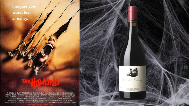 Cartel de 'The Howling' y vino Coll del Sabater / Foto: web