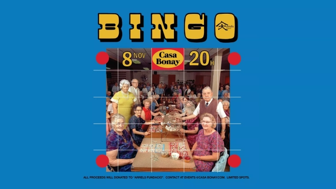 Flyer del bingo de Casa Bonay para Arrels Fundació / Foto cedida