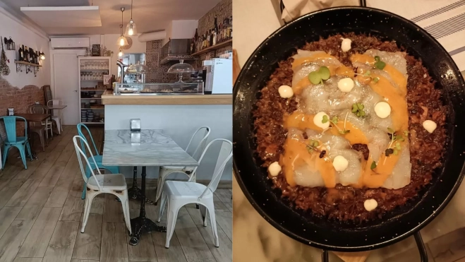 Interior del restaurante La Forquilla y su arroz con gamba de Blanes / Foto: Instagram