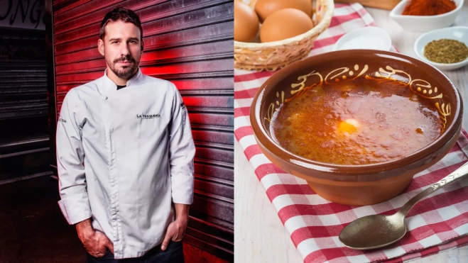 El chef Javi Estévez y la sopa castellana / Foto: web y Canva