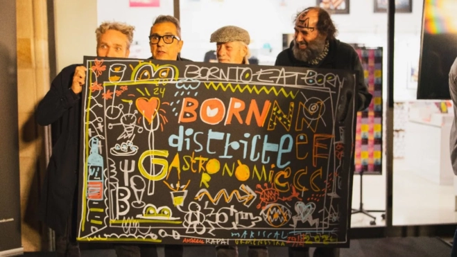 Identidad visual del sello Born Districte Gastronòmic y sus cuatro creadores / Foto cedida