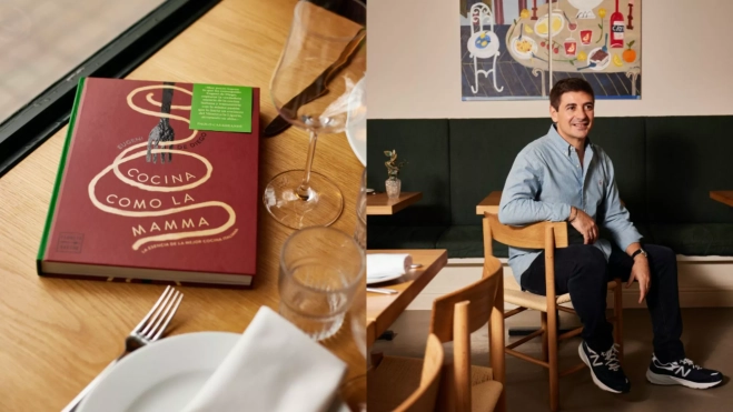 El libro 'Cocina como la Mma' y el chef Eugeni de Diego en Lombo / Foto: Beatriz Janer