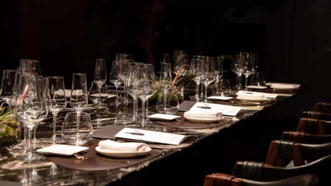 Mesa preparada para la Wine Dinner Series en Mandarin Oriental / Foto cedida
