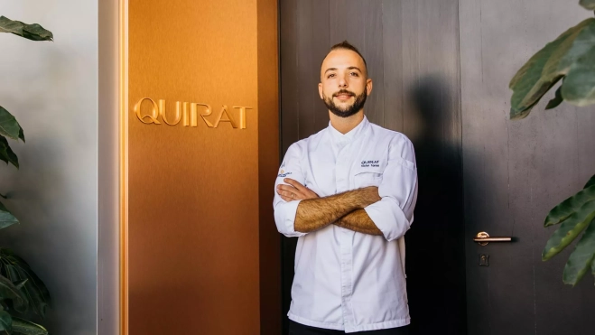 El chef Víctor Torres en el restaurante Quirat (Barcelona) / Foto cedida