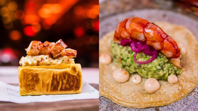 Mini lobster roll y taco de carabinero en Jimmy's Club / Foto cedida