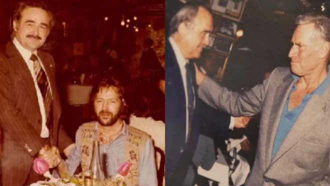 Fotografías históricas de Felicià con Eric Clapton y Charlton Heston / Foto: cedida