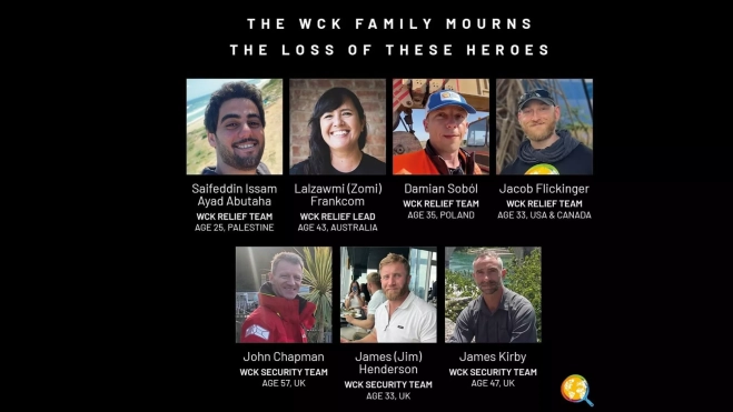 Los siete cooperantes de WCK fallecidos en el ataque israelí / Foto: Instagram
