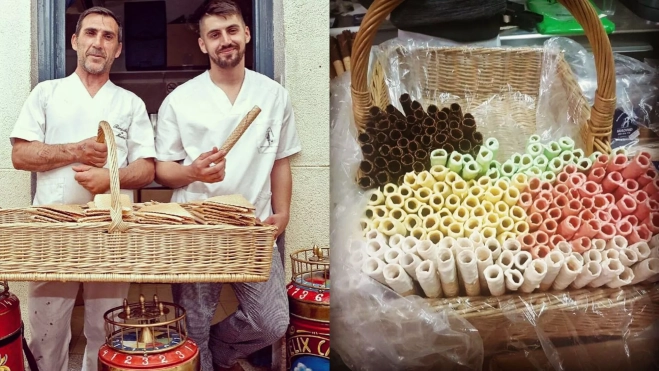 'Los Cañas' y sus barquillos artesanos / Foto: Instagram Barquilleros de Madrid 'Los Cañas' y sus barquillos artesanos / Foto: Instagram Barquilleros de Madrid