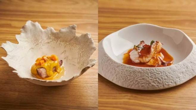 Dos platos del restaurante Mare en Cádiz / Foto: Michelin