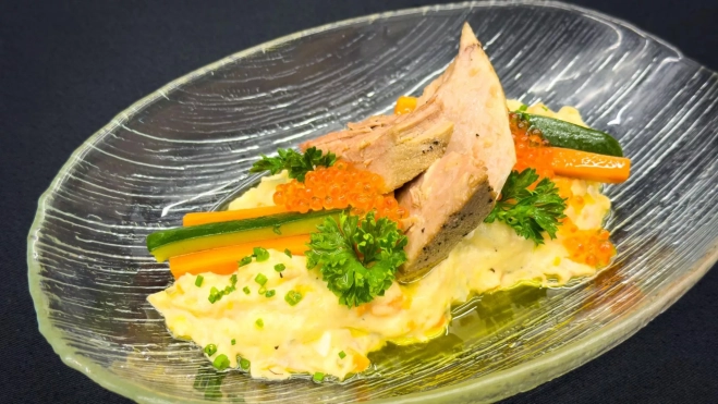 La ensaladilla rusa de Eldelmar Hermanos Torres (Barcelona) en San Sebastián Gastronomika / Cedida La ensaladilla rusa de Eldelmar Hermanos Torres (Barcelona) en San Sebastián Gastronomika / Cedida