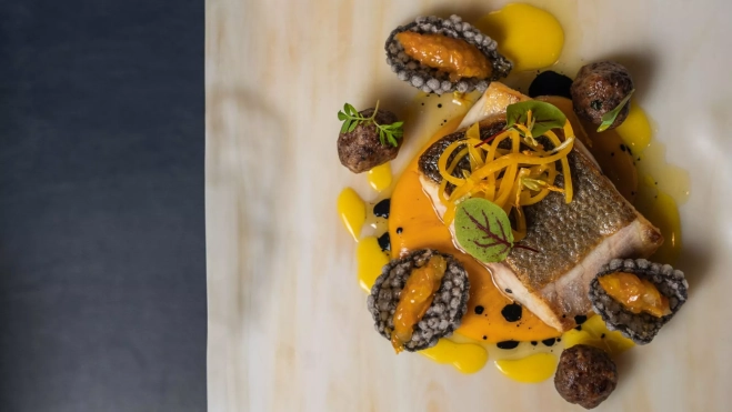 El plato mar y montaña de Rincón de Diego (Cambrils) y El Portalet (Bossòst) / Jordi Domènech El plato mar y montaña de Rincón de Diego (Cambrils) y El Portalet (Bossòst) / Jordi Domènech