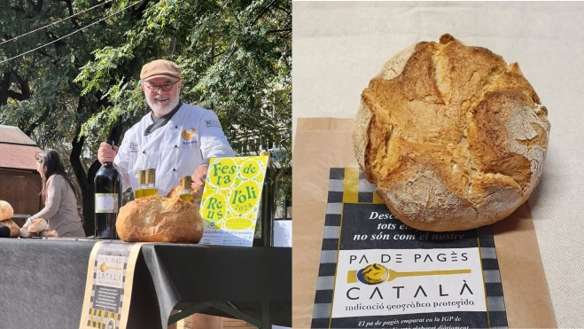 Xavier Pàmies y el pan de payés del Forn Sistaré de Reus / Cedida Xavier Pàmies y el pan de payés del Forn Sistaré de Reus / Cedida