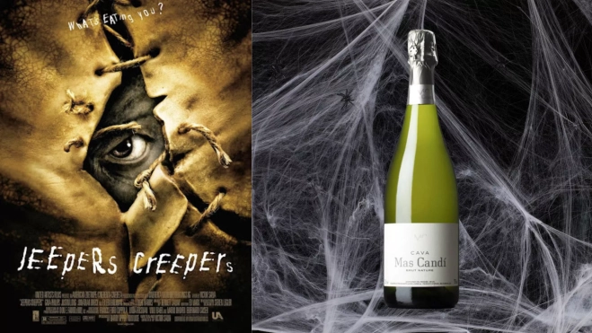 Cartel de la película 'Jeepers Creepers' y Mas Candí Macabeu 2016 Brut Nature / Hule y Mantel Cartel de la película 'Jeepers Creepers' y Mas Candí Macabeu 2016 Brut Nature / Hule y Mantel