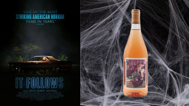 Cartel de la película 'It Follows' y vino Kite Duck / Hule y Mantel Cartel de la película 'It Follows' y vino Kite Duck / Hule y Mantel