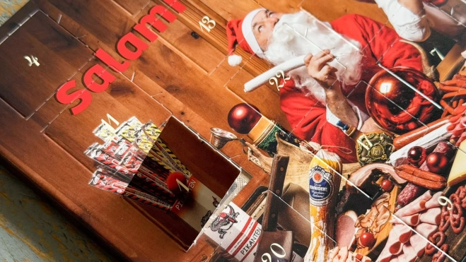 Detalle del calendario de adviento de salamis de Aldi / Iker Morán Detalle del calendario de adviento de salamis de Aldi / Iker Morán