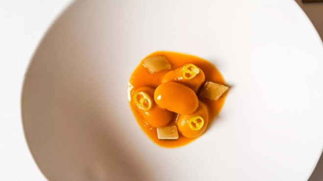 Uno de los pases del menú degustación de Palodú en Málaga / Cedida Uno de los pases del menú degustación de Palodú en Málaga / Cedida