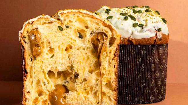 El 'panettone' de chocolate blanco y pistachos de Eukarya / Cedida
