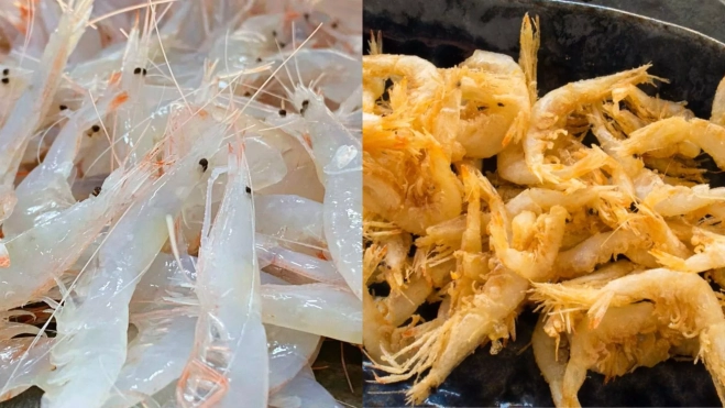 Gamba de cristal en su versión fresca y frita / Redes Sociales